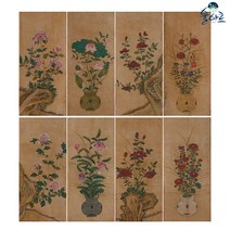괴석 화병 화훼도 8폭 민화 도안 민화그리기 본그림 공모전 취미 원데이클래스 컬러링, 괴석화병화훼도(7), 일반용지(얇은 백상지), 중형