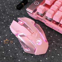 서든 배그 롤 스타 피시방 게이밍 마우스 인체 공학적 유선 게임 6 버튼 led 2400 dpi usb 컴퓨터 게이머 k3 핑크 게임 pc 노트북, 무선 뮤트 파우더