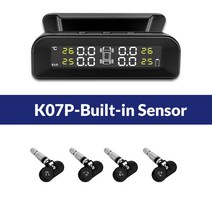 JINUS 바이크 오토바이 tpms 타이어공기압센서 Yanace TPMS 자동차 타이어 모니터링 압력 디스플레이 자동 알람 모니터 4 센서와 태양 광 충전 온도 경고, 02 K07P-Built-in Sensor