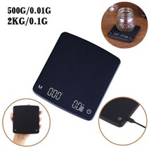 톤백저울 2kg0.1g 블랙 미러 에스프레소 머신 미니 커피 스케일 타이머 핸드 브루 커피 주방 스케일 led 디스플레이 500g0.01g, 500g 0.01g, 500G  0.01G
