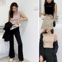 가을 이너 웨어 얇은 반목 목폴라 나시 민소매 슬리브리스 정장나시 얇은반목티 슬림핏나시 폴라
