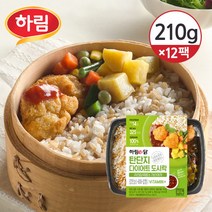 [하림] [냉동] 이닭 탄단지 다이어트 도시락 귀리잡곡밥과 가라아게 210gx12팩, 상세 설명 참조