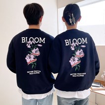 베럴댄나우 남녀공용 쭈리면 빅사이즈 오버핏 플라워 그래픽 커플 맨투맨