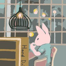Eunbi 작가 일상시리즈 B34 밤카페 25x25cm diy명화그리기 귀여운 아기 동물 쉬운 그림 아크릴 유화 세트 아이방 꾸미기 색칠 집콕 실내 놀이