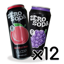 클룹 제로소다 복숭아 6개 + 포도 6개 뚜껑달린탄산캔음료 500ml
