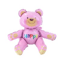 생일파티 곰돌이풍선(축하 곰돌이 초등학생 대형곰 홈파티용품 캐릭터 아이 소품), 핑크색