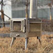 캠파이 캠핑 화목난로 스테인리스 3면 큰유리창 펠렛 주물 휴대용 장작 불멍 불보기창 실버, 멀티포켓스탠드 2개, 카라멜