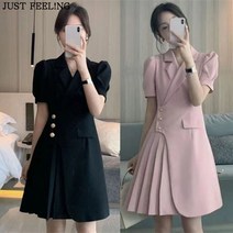 JUST FEEL!NG 빅사이즈 여성의류 정장원피스 여름신상 반팔 하객 플리츠 스커트 결혼식원피스