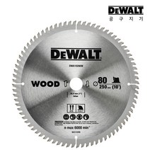 공구지기 디월트 목재용 10인치 250X25.4mm 원형톱 팁쏘 날 80T DWA10280W, 1개