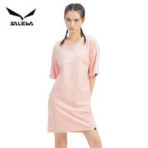 여성반팔원피스 SALEWA 샤라웨어 야외 캐쥬얼 배기 라운드롱티셔츠 SWAQI82056 2496883717