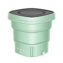 휴대용 캠핑 소형 미니 접이식 세탁기 여행 탈수기, 스몰그린+블루라이트살균+세탁+배수+탈수+타이밍