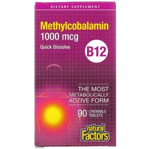 내추럴 팩터스 B12 메틸코발라민 1 000mcg 츄어블 90정, 1000 mcg, 90 개