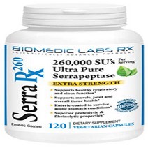Serra-RX 260 000 SU Serrapeptase - Enteric Coated Proteolytic Systemic Enzyme Non-GMO Gluten Free, 1, 상세참조, 기타