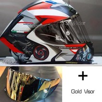 바이크 부품 풀페이스 오토바이 헬멧 X14 화이트 뒤 라이딩 모토크로스 레이싱, 13 B with gold visor_03 XL