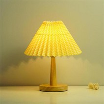 빈티지 Pleated 램프 5 스타일 디 밍이 가능한 USB 원격 제어 레트로 나무 LED 테이블 램프 밤 빛 책상 머리맡 홈 장식, plaidfabric+ONOFF Switch