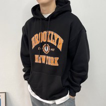 베럴댄나우 남자 기모 브루클린 레터링 오버핏 후드티