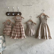 해외여아 여름원피스 나시 프릴 체크 플라워 주름 엄마랑딸 커플 롱원피스 a라인