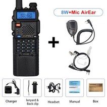 생활용 무전기 3800mAh 높은 전원 8W Baofeng UV5R 워키 토키 듀얼 디스플레이 밴드 휴대용 UHF VHF BFUV5R, 3800mAh 8W Mic Ear+BRITISH