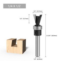 루터날 트리머날 루터비트 홈파기날 목공용루터 1/4 생크 더브테일 조인트 라우터 비트 세트 베어링 목공, 01 6.35x12.7mm