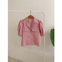 허니제이 / 포멜리 잔체크 퍼프소매 반팔 블라우스(3color)