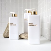 부르크 사각 욕실 디스펜서 샴푸통, 화이트 골드, 볼드폰트, HAIR SHAMPOO