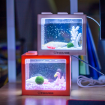 LED 블럭수조 마리모 키우기 DIY 키트, 2. 핑크핑크 플라밍고, 마리모 (M), 자갈 200g