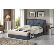 슈퍼싱글/ 퀸/ 킹 사이즈 날개형 헤드 패턴 디자인 가죽 패브릭 침대 로이스, 인조가죽PU, 모카