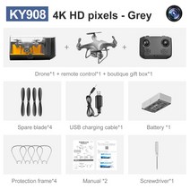 입문용드론 촬영용드론 KY908 미니 드론 4K 전문 고화질 항공 사진 RC 헬리콥터는 한 번의 클릭으로 4 축, 05 Gray 1 Camera 4K1B