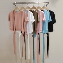 반팔 랩 가디건 크롭 커버업 요가 필라테스복 레이온 스판 티셔츠