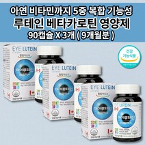 눈에좋은 루테인 500 눈 건강 기능 저하 중상 침침 피로감 눈부심 노화 노안 예방 안구 통증 황반 변성 망막 시각 시력에좋은 루테인500mg 아연 비타민 영양제 90캡슐 3개월분, 3개