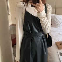 쏭포유 레더 슬리브리스 원피스 2color