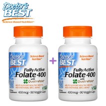 (1+1) 닥터스베스트 활성 엽산 400 mcg Quatrefolic 수용성 비타민C 비건 90 베지캡슐 2팩
