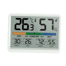 디지털 온도 습도 측정기 가정용 온도계 내구성이 뛰어난 작은 가제트 가정용 실내 온도계 및 습도 게이지, 하얀색, ABS