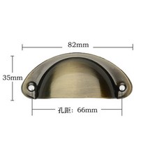 골동품 인테리어 수집용 81mm 35mm 레트로 당겨 쉘 모양 서랍 캐비닛 옷장 가구, 구멍 피치 64mm, 녹색 청동 닦았