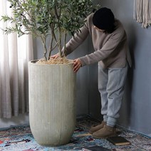 거실 대형화분 레트로 고급 초대형 큰화분 시멘트 원형 야외 토분, 큰 사이즈 [바닥에 구멍 있음]