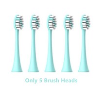 YUNCHI-USB 충전식 소닉 전동 칫솔 5 모드 2 분 타이머 IPX7 치아 구강 교체 브러시, [05] 5 Blue Brush Heads, 01 5 Blue Brush Heads