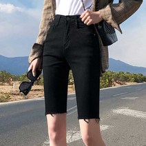 셀러허브 여성패션 [오노마] ONM 여성 5부 블랙진 스키니 반바지 여름 캐주얼 외출복