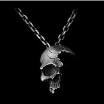 오프로드 트랙보드 레트로 펑크 반 얼굴 해골 목걸이 남자 고딕 해골 펜던트, 검은색