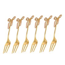 KEYXGSUL 북유럽 백조 숟가락 과일 포크, 금색, 포크*6 개