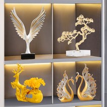 초재록 술장 장식품 인테리어 소품 집 거실 TV장 부자집 집들이 새집 개업 선물, 저렴한라이트럭셔리4조각세트