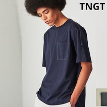 TNGT 95 사이즈 탑 스티치 솔리드 포켓 반팔 티셔츠