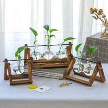 수경재배 화분 플랜테리어 원목 유리병 실내 장식품, 스윙 프레임 미디엄 레트로(식물 포함)