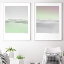 유홍아트 파스텔 그린사막 러블리감성 인테리어액자 3호(27x19cm) (6046995), 프레임액자(골드)