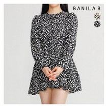 [바닐라비] 여성 라운드 패턴 플레어 미니 원피스
