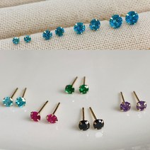 유비드 14k 정품 골드 컬러 큐빅 금 귀걸이 반벌 낱개 1개 판매