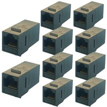 10 RJ45 CAT.6 어댑터 컴퓨터 네트워크 커넥터 암-암 컴퓨터 8P8C 모듈 검정색
