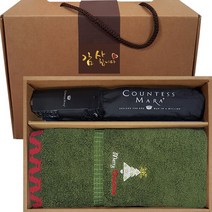 송월 타올우산 결혼 칠순 답례품 선물세트 행사기념품, 송월크리스마스타올CM우산2P세트