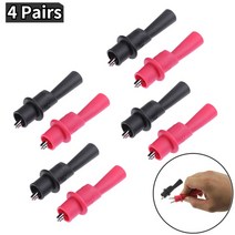 1쌍 악어 테스트 클립 클램프 테스터 프로브 리드 멀티 미터 블랙/레드 부팅, 04 4 Pairs