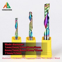 단일 플루트 목재 밀링 커터 1to 12mm 초경 엔드 밀 dlc color 코팅 for acryl 플라스틱 알루미늄 라우터 bit woodwork tool, 10x62