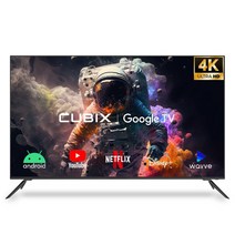 큐빅스 4K UHD LED 스마트 TV 189cm(75인치) 구글 안드로이드 HDR 블루투스 WIFI 넷플릭스 유튜브 스탠드 벽걸이 기사방문설치, 스탠드형 방문설치